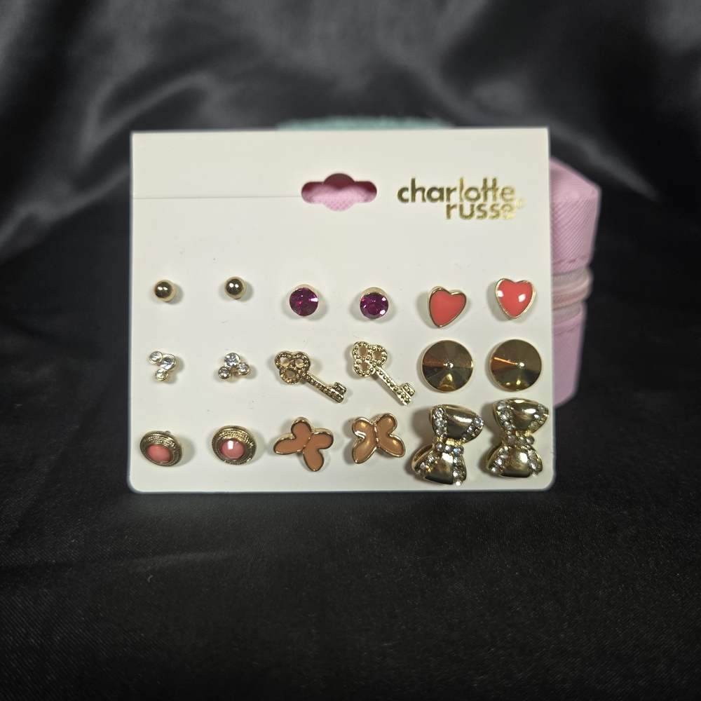 Charlotte Russe Gold and Red Earring Set